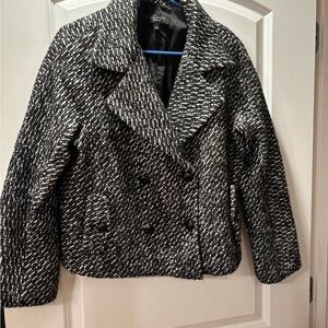 Talbots Black and White Pea Coat